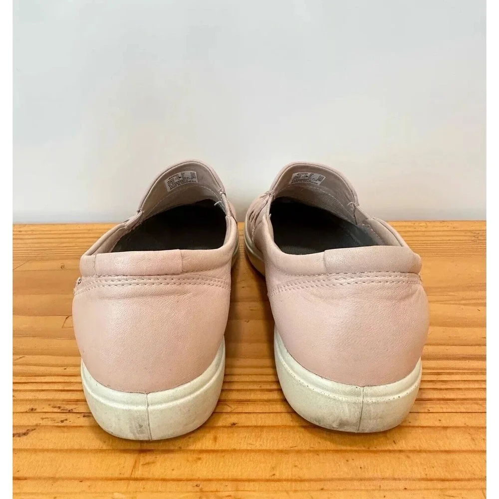 ECCO Soft 7 Rose Dust Pink Woven Leather Slip On Shoes / Women's EU 40 US 9 Wide
